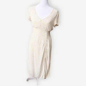 Cotton On Short Sleeve Floral V-Neck Flutter Sleeve Lined A-Line Midi Dress. XS.